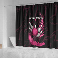 Pink Flaming Bowling Ball and Pins Shower Curtain with Lightning Effect Graphic Design - Wonder Print Shop