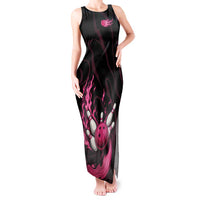 Pink Flaming Bowling Ball and Pins Tank Maxi Dress with Lightning Effect Graphic Design - Wonder Print Shop
