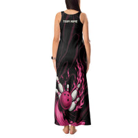 Pink Flaming Bowling Ball and Pins Tank Maxi Dress with Lightning Effect Graphic Design - Wonder Print Shop