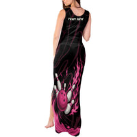 Pink Flaming Bowling Ball and Pins Tank Maxi Dress with Lightning Effect Graphic Design - Wonder Print Shop