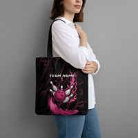 Pink Flaming Bowling Ball and Pins Tote Bag with Lightning Effect Graphic Design - Wonder Print Shop