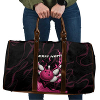 Pink Flaming Bowling Ball and Pins Travel Bag with Lightning Effect Graphic Design - Wonder Print Shop