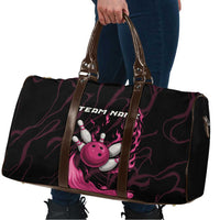 Pink Flaming Bowling Ball and Pins Travel Bag with Lightning Effect Graphic Design - Wonder Print Shop