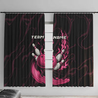Pink Flaming Bowling Ball and Pins Window Curtain with Lightning Effect Graphic Design - Wonder Print Shop