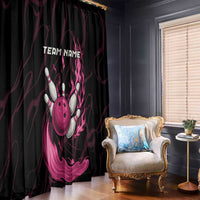 Pink Flaming Bowling Ball and Pins Window Curtain with Lightning Effect Graphic Design - Wonder Print Shop