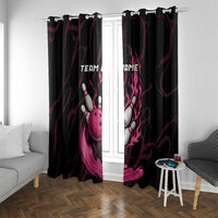 Pink Flaming Bowling Ball and Pins Window Curtain with Lightning Effect Graphic Design - Wonder Print Shop