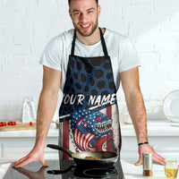 Aggressive Bass Fishing Apron with American Flag Pattern on Grunge Hex Background - Wonder Print Shop