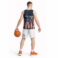 Aggressive Bass Fishing Basketball Jersey with American Flag Pattern on Grunge Hex Background - Wonder Print Shop