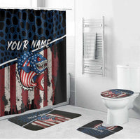 Aggressive Bass Fishing Bathroom Set with American Flag Pattern on Grunge Hex Background - Wonder Print Shop