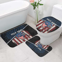 Aggressive Bass Fishing Bathroom Set with American Flag Pattern on Grunge Hex Background - Wonder Print Shop