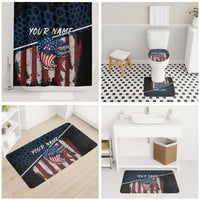 Aggressive Bass Fishing Bathroom Set with American Flag Pattern on Grunge Hex Background - Wonder Print Shop