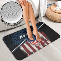 Aggressive Bass Fishing Bathroom Set with American Flag Pattern on Grunge Hex Background - Wonder Print Shop