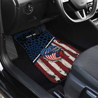 Aggressive Bass Fishing Car Mats with American Flag Pattern on Grunge Hex Background - Wonder Print Shop