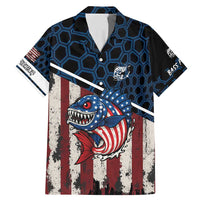 Aggressive Bass Fishing Family Matching Mermaid Dress and Hawaiian Shirt with American Flag Pattern on Grunge Hex Background - Wonder Print Shop