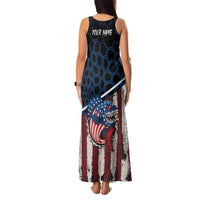 Aggressive Bass Fishing Family Matching Tank Maxi Dress and Hawaiian Shirt with American Flag Pattern on Grunge Hex Background - Wonder Print Shop
