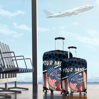 Aggressive Bass Fishing Luggage Cover with American Flag Pattern on Grunge Hex Background - Wonder Print Shop