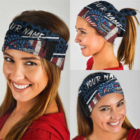 Aggressive Bass Fishing Neck Gaiter with American Flag Pattern on Grunge Hex Background TS04