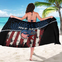 Aggressive Bass Fishing Sarong with American Flag Pattern on Grunge Hex Background - Wonder Print Shop