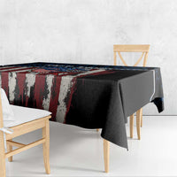 Aggressive Bass Fishing Tablecloth with American Flag Pattern on Grunge Hex Background - Wonder Print Shop