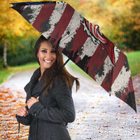 Aggressive Bass Fishing Umbrella with American Flag Pattern on Grunge Hex Background - Wonder Print Shop