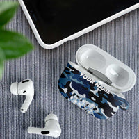Blue Camouflage Pattern AirPods Case with Bowling Pins and Ball Graphic Design - Wonder Print Shop
