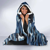 Blue Camouflage Pattern Hooded Blanket with Bowling Pins and Ball Graphic Design - Wonder Print Shop