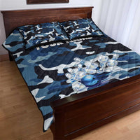 Blue Camouflage Pattern Quilt Bed Set with Bowling Pins and Ball Graphic Design - Wonder Print Shop