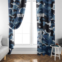 Blue Camouflage Pattern Window Curtain with Bowling Pins and Ball Graphic Design - Wonder Print Shop