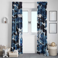 Blue Camouflage Pattern Window Curtain with Bowling Pins and Ball Graphic Design - Wonder Print Shop