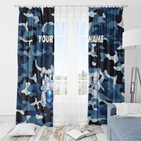 Blue Camouflage Pattern Window Curtain with Bowling Pins and Ball Graphic Design - Wonder Print Shop