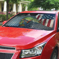 Pike Fishing Auto Sun Shade with American Flag and Realistic Fish Scale Texture Design - Wonder Print Shop