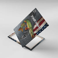 Pike Fishing Canvas Wall Art with American Flag and Realistic Fish Scale Texture Design - Wonder Print Shop