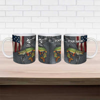 Pike Fishing Ceramic Mug with American Flag and Realistic Fish Scale Texture Design - Wonder Print Shop