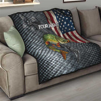 Pike Fishing Quilt with American Flag and Realistic Fish Scale Texture Design - Wonder Print Shop