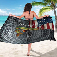 Pike Fishing Sarong with American Flag and Realistic Fish Scale Texture Design - Wonder Print Shop