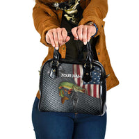 Pike Fishing Shoulder Handbag with American Flag and Realistic Fish Scale Texture Design - Wonder Print Shop