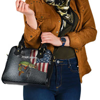 Pike Fishing Shoulder Handbag with American Flag and Realistic Fish Scale Texture Design - Wonder Print Shop