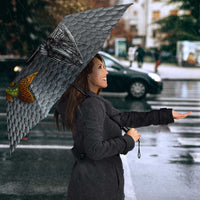 Pike Fishing Umbrella with American Flag and Realistic Fish Scale Texture Design - Wonder Print Shop