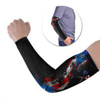 American Flag Smoke Trail Arm Sleeves with Dartboard and Crossed Darts Graphic Design - Wonder Print Shop