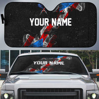 American Flag Smoke Trail Auto Sun Shade with Dartboard and Crossed Darts Graphic Design - Wonder Print Shop