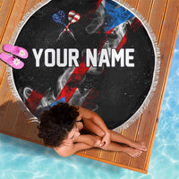 American Flag Smoke Trail Beach Blanket with Dartboard and Crossed Darts Graphic Design - Wonder Print Shop