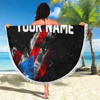 American Flag Smoke Trail Beach Blanket with Dartboard and Crossed Darts Graphic Design - Wonder Print Shop