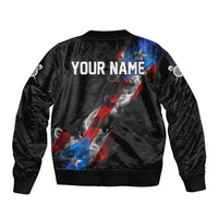 American Flag Smoke Trail Bomber Jacket with Dartboard and Crossed Darts Graphic Design - Wonder Print Shop