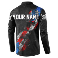 American Flag Smoke Trail Button Sweatshirt with Dartboard and Crossed Darts Graphic Design - Wonder Print Shop