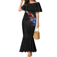 American Flag Smoke Trail Family Matching Mermaid Dress and Hawaiian Shirt with Dartboard and Crossed Darts Graphic Design - Wonder Print Shop