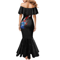 American Flag Smoke Trail Family Matching Mermaid Dress and Hawaiian Shirt with Dartboard and Crossed Darts Graphic Design - Wonder Print Shop