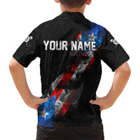 American Flag Smoke Trail Family Matching Short Sleeve Bodycon Dress and Hawaiian Shirt with Dartboard and Crossed Darts Graphic Design - Wonder Print Shop