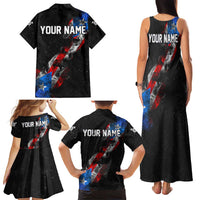 American Flag Smoke Trail Family Matching Tank Maxi Dress and Hawaiian Shirt with Dartboard and Crossed Darts Graphic Design - Wonder Print Shop