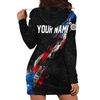 American Flag Smoke Trail Hoodie Dress with Dartboard and Crossed Darts Graphic Design - Wonder Print Shop