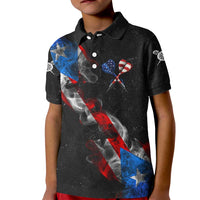 American Flag Smoke Trail Kid Polo Shirt with Dartboard and Crossed Darts Graphic Design - Wonder Print Shop